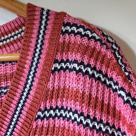 EUC LIKE NEW NIC + ZOE STRIPED V NECK COTTON BLEND SWEATER SIZE XL - Picture 5 of 15